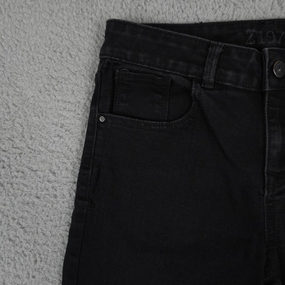 Zara Z1975 Jeans Womens 36 US 4 Black Flare Stretch Denim Dark Wash Boho 26x35 - Picture 9 of 12